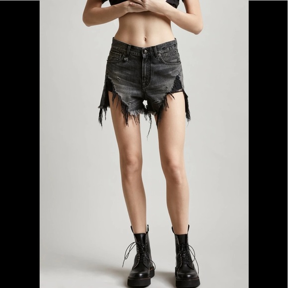 R13 Shredded Slouch Short - Niles Black.size 29. NWT